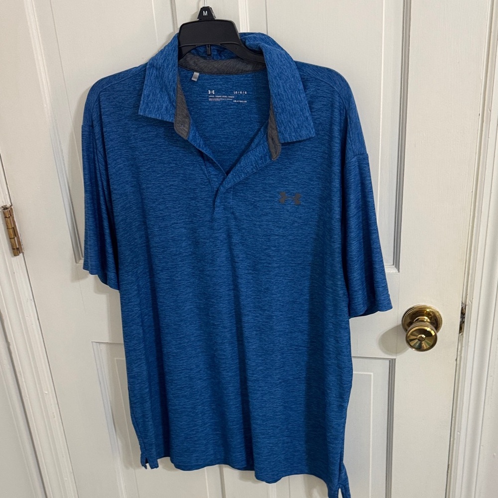 Under Armour Men's Heathered Blue Polo